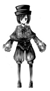 Rating: Safe Score: 0 Tags: 1girl boots capelet full_body greyscale hat image long_sleeves looking_at_viewer monochrome pants short_hair smile solo souseiseki standing User: admin