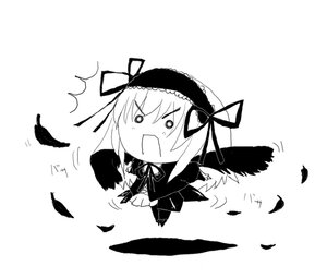 Rating: Safe Score: 0 Tags: 1girl artist_request bird black_feathers black_wings chasing chibi dove feathered_wings feathers greyscale hairband image lolita_fashion lolita_hairband long_hair long_sleeves monochrome ribbon rozen_maiden simple_background solo striped suigintou white_background white_feathers wings User: admin