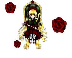 Rating: Safe Score: 0 Tags: 1girl blonde_hair bonnet bow dress drill_hair flower full_body image long_hair long_sleeves looking_at_viewer pink_rose red_flower red_rose rose shinku solo twintails very_long_hair User: admin