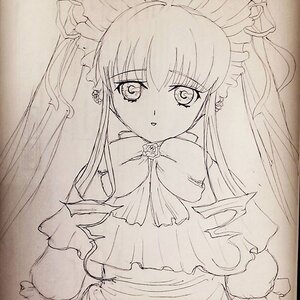 Rating: Safe Score: 0 Tags: 1girl bangs dress earrings flower frills image jewelry lineart long_hair looking_at_viewer monochrome rose shinku solo twintails upper_body User: admin