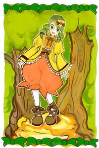 Rating: Safe Score: 0 Tags: 1girl auto_tagged bow dress flower food frills full_body green_eyes green_hair hair_ornament image kanaria long_hair long_sleeves open_mouth orange_dress pantyhose personification smile solo umbrella User: admin
