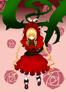 Rating: Safe Score: 0 Tags: 1girl blonde_hair blue_eyes bonnet bow bowtie dress flower full_body image long_hair long_sleeves red_flower red_rose rose shinku shoes solo standing twintails User: admin