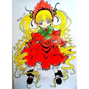 Rating: Safe Score: 0 Tags: 1girl blonde_hair blue_eyes bonnet bow bowtie dress full_body green_bow green_neckwear image long_hair long_sleeves looking_at_viewer red_dress red_eyes shinku shoes solo standing twintails very_long_hair User: admin