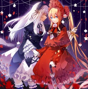 Rating: Safe Score: 0 Tags: 2girls blonde_hair blue_eyes bonnet capelet closed_eyes closed_mouth closed_umbrella commentary_request cross dress expressionless flower frilled_dress frilled_sleeves frills gothic_lolita hairband holding holding_hands holding_sword holding_weapon image juliet_sleeves lolita_fashion lolita_hairband long_hair long_sleeves multiple_girls pair petals pink_flower pink_rose puffy_sleeves red_dress red_flower red_rose ribbon rose rozen_maiden saegusa_(ainginging) shinku sidelocks silver_hair star_(symbol) suigintou sword thighhighs umbrella very_long_hair weapon white_hair yuri User: admin