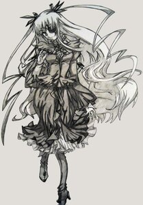 Rating: Safe Score: 0 Tags: 1girl barasuishou dress frills full_body hair_ribbon image long_hair long_sleeves monochrome ribbon shinku shoes simple_background solo standing striped two_side_up vertical_stripes very_long_hair User: admin