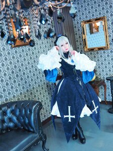 Rating: Safe Score: 0 Tags: 1girl bangs black_footwear blue_dress boots dress flower indoors long_hair long_sleeves looking_at_viewer red_eyes solo standing suigintou User: admin