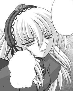 Rating: Safe Score: 0 Tags: 1girl dress greyscale image long_hair looking_at_viewer monochrome solo suigintou upper_body User: admin