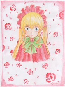 Rating: Safe Score: 0 Tags: 1girl blonde_hair blue_eyes bonnet bow bowtie dress flower green_bow image long_hair long_sleeves looking_at_viewer marker_(medium) petals photo pink_flower pink_rose red_dress rose rose_petals shinku solo striped traditional_media twintails watercolor_(medium) User: admin