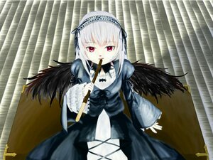 Rating: Safe Score: 0 Tags: 1girl black_ribbon black_wings dress feathered_wings flower frills hairband long_hair long_sleeves looking_at_viewer puffy_sleeves red_eyes ribbon rose silver_hair solo suigintou wings User: admin