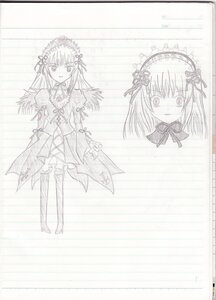 Rating: Safe Score: 0 Tags: 1girl dress eyebrows_visible_through_hair frills full_body greyscale hairband image long_hair long_sleeves looking_at_viewer monochrome ribbon smile solo standing suigintou traditional_media wings User: admin