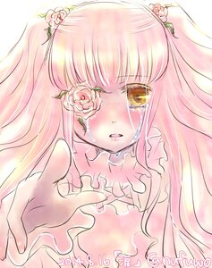 Rating: Safe Score: 0 Tags: 1girl flower frills hair_flower hair_ornament image kirakishou long_hair pink_hair rose solo tears yellow_eyes User: admin