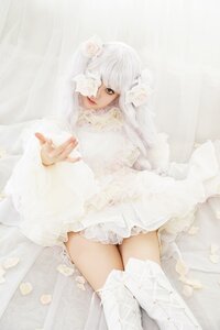 Rating: Safe Score: 0 Tags: 1girl bangs curtains dress flower frills kirakishou lace lips long_hair sitting solo striped thighhighs too_many vertical_stripes white_dress white_hair white_legwear white_theme User: admin