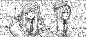 Rating: Safe Score: 0 Tags: 2girls dress frills hat image long_hair monochrome multiple_girls open_mouth pair smile souseiseki suiseiseki User: admin