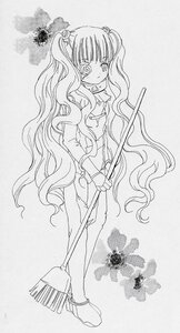 Rating: Questionable Score: 0 Tags: 1girl flower full_body greyscale hair_ornament image kirakishou long_hair monochrome solo standing wavy_hair User: admin