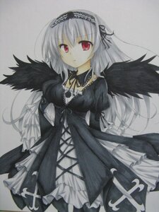 Rating: Safe Score: 0 Tags: 1girl black_ribbon black_wings detached_collar dress flower frilled_sleeves frills hairband image juliet_sleeves long_hair long_sleeves looking_at_viewer marker_(medium) puffy_sleeves red_eyes ribbon rose silver_hair solo suigintou traditional_media wings User: admin