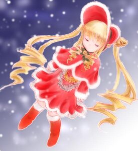 Rating: Safe Score: 0 Tags: 1girl blonde_hair boots christmas closed_eyes dress drill_hair hat image long_hair ringlets shinku snow snowing solo standing thighhighs twin_drills twintails very_long_hair User: admin