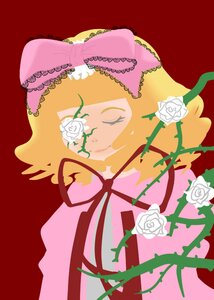 Rating: Safe Score: 0 Tags: 1girl blonde_hair closed_eyes costume_switch face flower image pink_flower pink_rose portrait red_background ribbon rose solo thorns white_flower white_rose yellow_rose User: admin