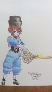 Rating: Safe Score: 0 Tags: 1girl blue_eyes brown_hair full_body hat image looking_at_viewer pants shoes short_hair signature solo souseiseki standing User: admin