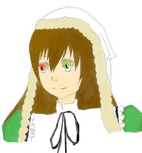 Rating: Safe Score: 0 Tags: 1girl braid brown_hair dress frills green_dress green_eyes head_scarf heterochromia image long_hair long_sleeves looking_at_viewer red_eyes simple_background smile solo striped suiseiseki upper_body vertical_stripes white_background User: admin