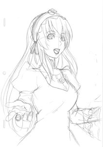 Rating: Safe Score: 0 Tags: 1girl greyscale image long_hair long_sleeves looking_at_viewer monochrome open_mouth sketch solo suigintou User: admin