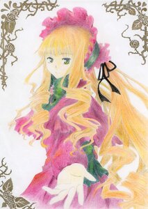 Rating: Safe Score: 0 Tags: 1girl blonde_hair bonnet dress drill_hair flower green_eyes image long_hair long_sleeves looking_at_viewer ringlets rose shinku solo traditional_media twin_drills very_long_hair white_background User: admin