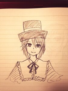 Rating: Safe Score: 0 Tags: 1girl auto_tagged brown_theme capelet closed_mouth eyebrows_visible_through_hair hat image looking_at_viewer monochrome ribbon sepia short_hair smile solo souseiseki traditional_media User: admin