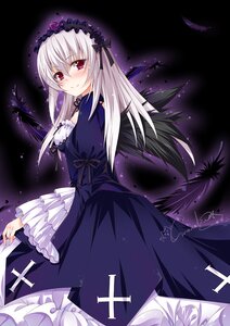 Rating: Safe Score: 0 Tags: 1girl aura black_dress black_wings blush commentary_request cross darkness dress feathers frilled_sleeves frills gothic_lolita grandia_bing hairband image juliet_sleeves layered_dress lolita_fashion lolita_hairband long_hair long_sleeves looking_at_viewer looking_back photoshop_(medium) pink_eyes puffy_sleeves red_eyes rozen_maiden signature silver_hair smile solo suigintou white_dress wide_sleeves wings User: admin