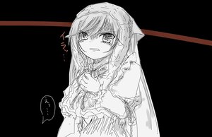 Rating: Safe Score: 0 Tags: 1girl braid crying_with_eyes_open dress eyebrows_visible_through_hair greyscale image long_hair looking_at_viewer monochrome solo suiseiseki tears User: admin