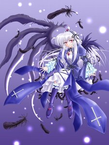 Rating: Safe Score: 0 Tags: 1girl boots dress feathers frills hairband image long_hair silver_hair solo suigintou wings User: admin