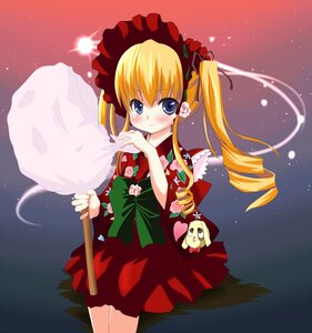 Rating: Safe Score: 0 Tags: 1girl blonde_hair blue_eyes blush bonnet drill_hair image japanese_clothes long_hair long_sleeves looking_at_viewer red_dress rose shinku solo twin_drills twintails User: admin