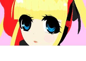 Rating: Safe Score: 0 Tags: 1girl bangs blonde_hair blue_eyes close-up face flower image looking_at_viewer red_flower rose shinku solo User: admin