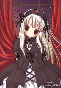 Rating: Safe Score: 0 Tags: 1girl black_dress black_ribbon curtains dress flower frills hairband image lolita_fashion lolita_hairband long_hair long_sleeves looking_at_viewer night red_eyes ribbon rose sky solo starry_sky suigintou window User: admin