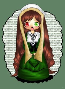 Rating: Safe Score: 0 Tags: 1girl blush brown_hair dress frills green_dress green_eyes head_scarf heterochromia image long_hair long_sleeves looking_at_viewer open_mouth red_eyes simple_background solo suiseiseki very_long_hair User: admin