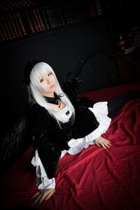 Rating: Safe Score: 0 Tags: 1girl dress hairband lips long_sleeves looking_at_viewer rose silver_hair sitting solo suigintou wings User: admin