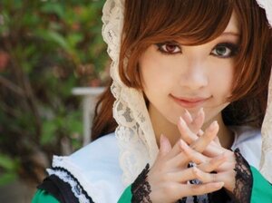 Rating: Safe Score: 0 Tags: 1girl 3d bangs blurry blurry_background blurry_foreground brown_hair closed_mouth depth_of_field fingernails hands_clasped hands_together interlocked_fingers lips looking_at_viewer maid maid_headdress nail_polish own_hands_together photo realistic smile solo suiseiseki User: admin