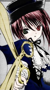 Rating: Safe Score: 0 Tags: 1girl dress frills green_eyes hat heterochromia holding holding_sword holding_weapon image long_sleeves looking_at_viewer red_eyes short_hair simple_background solo souseiseki sword upper_body weapon User: admin