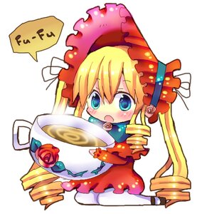 Rating: Safe Score: 0 Tags: 1girl bad_id bad_pixiv_id blonde_hair blue_eyes blush bonnet chibi chocolat_(momoiro_piano) cup dress drill_hair english_text flower food image long_hair long_sleeves minigirl red_flower red_rose ringlets rose rozen_maiden shinku simple_background sitting solo tea teacup twin_drills twintails white_background User: admin