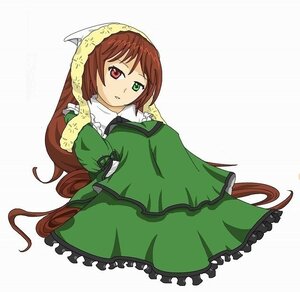 Rating: Safe Score: 0 Tags: 1girl brown_hair dress frills green_dress green_eyes heterochromia image long_hair long_sleeves looking_at_viewer red_eyes simple_background solo suiseiseki very_long_hair white_background User: admin