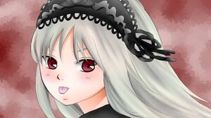 Rating: Safe Score: 0 Tags: 1girl bangs black_ribbon blush face hairband image long_hair looking_at_viewer red_eyes silver_hair solo suigintou tongue tongue_out User: admin