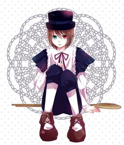 Rating: Safe Score: 0 Tags: 1girl brown_hair chain dress frills full_body green_eyes halftone halftone_background hat heterochromia image long_sleeves looking_at_viewer polka_dot polka_dot_background red_eyes short_hair solo souseiseki top_hat User: admin