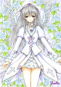 Rating: Safe Score: 0 Tags: 1girl blue_flower blue_rose choker colored_pencil_(medium) dress flower hairband image long_hair long_sleeves marker_(medium) purple_rose rose solo suigintou traditional_media watercolor_(medium) white_flower white_rose wings User: admin