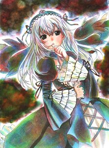 Rating: Safe Score: 0 Tags: 1girl black_dress black_ribbon black_wings dress frills hairband image juliet_sleeves lolita_hairband long_hair long_sleeves looking_at_viewer marker_(medium) puffy_sleeves ribbon silver_hair solo suigintou traditional_media white_hair wings User: admin