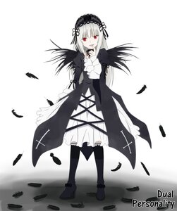 Rating: Safe Score: 0 Tags: 1girl black_dress black_feathers black_wings boots dress feathers flower frills full_body hairband image lolita_hairband long_hair long_sleeves looking_at_viewer red_eyes silver_hair solo standing suigintou white_background wings User: admin