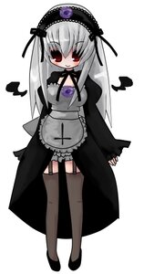 Rating: Safe Score: 0 Tags: 1girl black_dress black_legwear detached_collar dress flower frills full_body hairband image long_hair long_sleeves looking_at_viewer red_eyes rose silver_hair simple_background solo standing suigintou thighhighs white_background wings User: admin