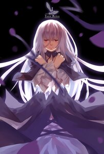 Rating: Safe Score: 0 Tags: 1girl bangs black_background dress floating_hair frills image long_hair long_sleeves looking_at_viewer petals red_eyes solo suigintou very_long_hair white_neckwear User: admin
