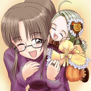 Rating: Safe Score: 0 Tags: 2girls ^_^ ahoge brown_hair closed_eyes dress glasses green_hair image kanaria kusabue_mitsu long_hair long_sleeves multiple_girls one_eye_closed open_mouth smile solo User: admin