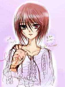 Rating: Safe Score: 0 Tags: 1girl collarbone frills green_eyes heterochromia image long_sleeves looking_at_viewer purple_background red_eyes short_hair sketch solo souseiseki upper_body User: admin
