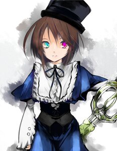 Rating: Safe Score: 0 Tags: 1girl blue_dress brown_hair capelet dress frills hat heterochromia image long_sleeves looking_at_viewer red_eyes ribbon short_hair solo souseiseki top_hat User: admin