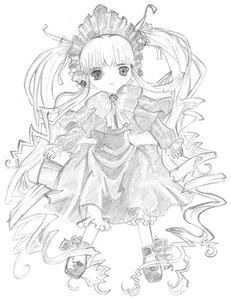 Rating: Safe Score: 0 Tags: 1girl bonnet bow bowtie capelet dress drill_hair full_body greyscale image long_hair long_sleeves looking_at_viewer monochrome shinku solo standing twin_drills twintails very_long_hair User: admin