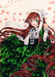 Rating: Safe Score: 0 Tags: 1girl :d brown_hair dress frills green_dress green_eyes hat head_scarf heterochromia image long_hair long_sleeves looking_at_viewer open_mouth petals red_eyes smile solo suiseiseki traditional_media twintails very_long_hair watercolor_(medium) User: admin